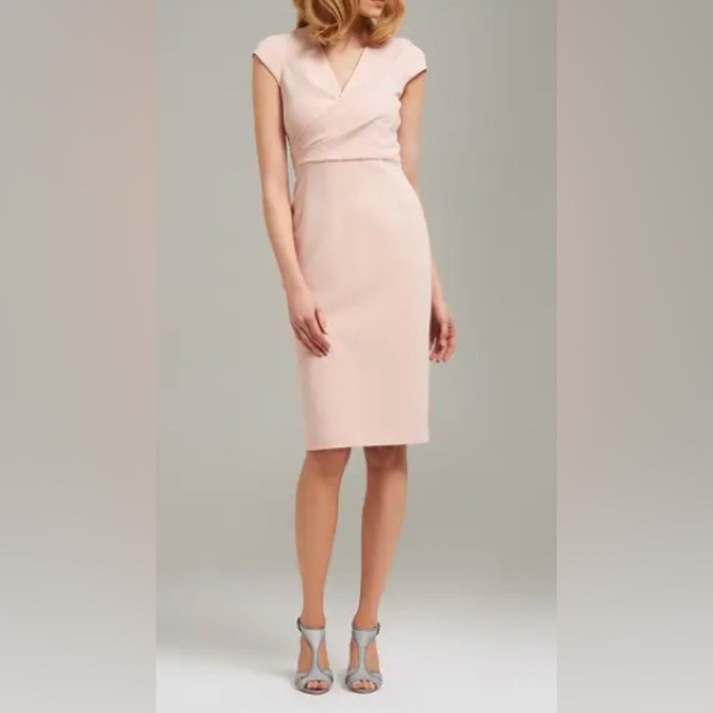 L.K. Bennett Una Tuck Detail Dress in Peach shift size 12